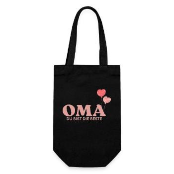 Oma du bist die Beste - Geschenkbeutel für Flaschen - Schwarz - Vorne