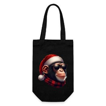 Christmas chimpanzee with Santa hat - Gift Bag for Bottles - black - Front