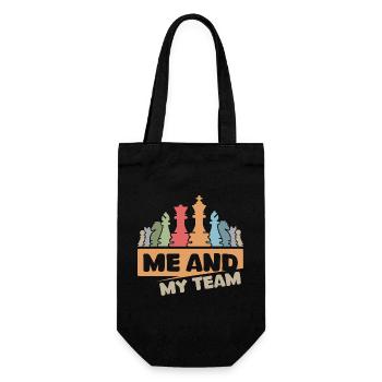 Schach retro cool Spruch Team vintage Schachfigur - Geschenkbeutel für Flaschen - Schwarz - Vorne
