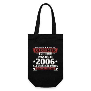 18. Geburtstag Oldtimer März Jahrgang 2006 - Geschenkbeutel für Flaschen - Schwarz - Vorne