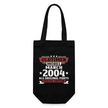 20. Geburtstag Oldtimer März Jahrgang 2004 - Geschenkbeutel für Flaschen - Schwarz - Vorne