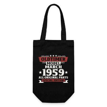 65. Geburtstag Oldtimer März Jahrgang 1959 - Geschenkbeutel für Flaschen - Schwarz - Vorne