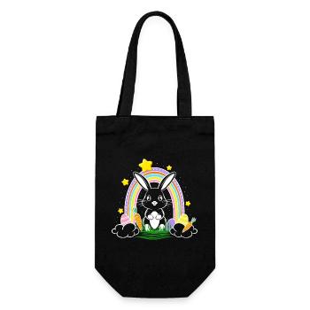 Lapin de Pâques avec arc-en-ciel et œufs de Pâques - Sac à bouteille - noir - Devant
