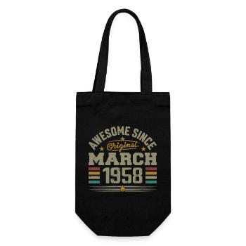 Geschenkidee zum Geburtstag März 1958, Jahrgang 1958 - Geschenkbeutel für Flaschen - Schwarz - Vorne