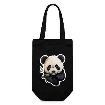 Panda chews on eucalyptus branch - Gift Bag for Bottles - black - Front