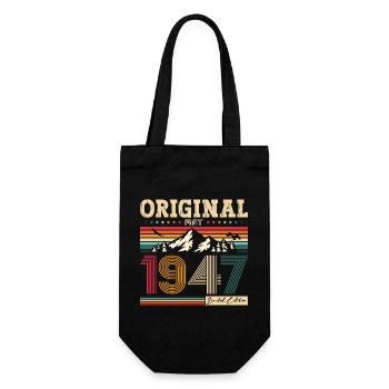 Original Mai 1947 Jahrgang 1947 Geburtstag 1947 - Geschenkbeutel für Flaschen - Schwarz - Vorne