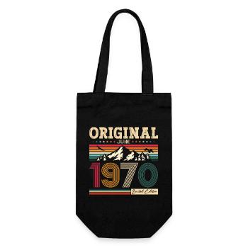 55th Birthday Original June 1970 Vintage 1970 - Gift Bag for Bottles - black - Front