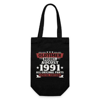 Oldtimer August 1991 Jahrgang 1991 33. Geburtstag - Geschenkbeutel für Flaschen - Schwarz - Vorne