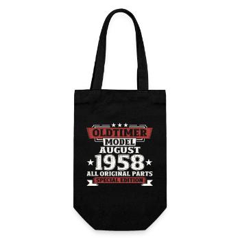 Oldtimer August 1958 Jahrgang 1958 66. Geburtstag - Geschenkbeutel für Flaschen - Schwarz - Vorne