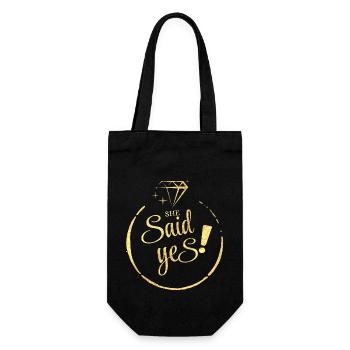 She Said yes gold - Gift Bag for Bottles - black - Front