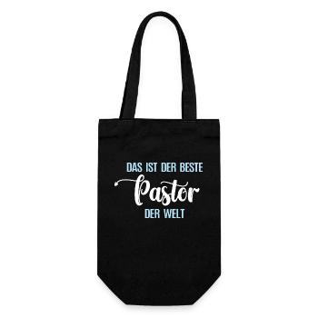 Bester Pastor Geburtstag Pfarrer Vikar Pastoren - Geschenkbeutel für Flaschen - Schwarz - Vorne