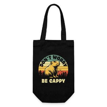 Don't worry be Cappy - Capybara - Geschenkbeutel für Flaschen - Schwarz - Vorne