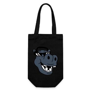 hippopotame rieur comique visage fête musique de club - Sac à bouteille - noir - Devant