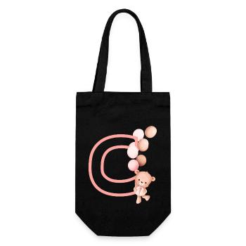 Lettre c rose ours - Sac à bouteille - noir - Devant