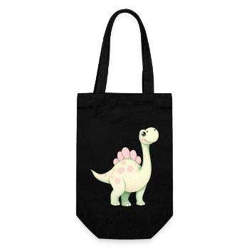 Verspielter rosa Dino mit Blume - Geschenkbeutel für Flaschen - Schwarz - Vorne