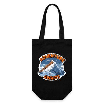 Adventure Awaits Bergsteigen Klettern Kletterer - Geschenkbeutel für Flaschen - Schwarz - Vorne