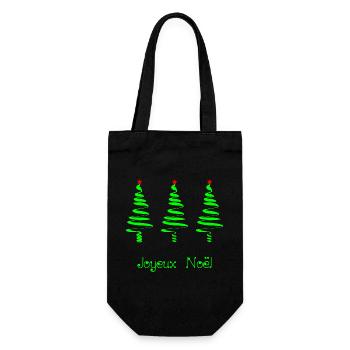 WEIHNACHTEN. FROHE WEIHNACHTEN. FROHE WEIHNACHTEN. TANNE. NATUR. - Geschenkbeutel für Flaschen - Schwarz - Vorne