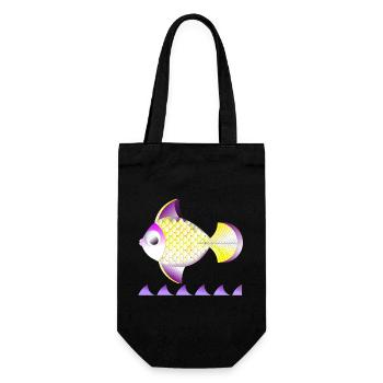 Golgener Fisch - Geschenkbeutel für Flaschen - Schwarz - Vorne