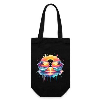 Urlaub Strand Meer Sonne Sonnenbrille - Geschenkbeutel für Flaschen - Schwarz - Vorne