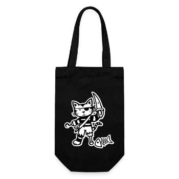 Piraten Katze - Geschenkbeutel für Flaschen - Schwarz - Vorne