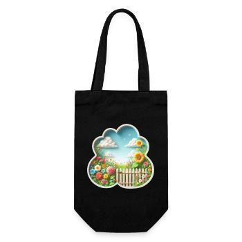 Garden with flower on flower meadow and sunflower - Gift Bag for Bottles - black - Front