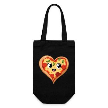 happy love pizza - Gift Bag for Bottles - black - Front