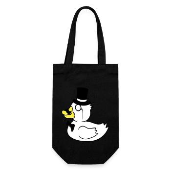 Sir Ente Zylinder Hut Monokel Brille reicher Herr - Geschenkbeutel für Flaschen - Schwarz - Vorne