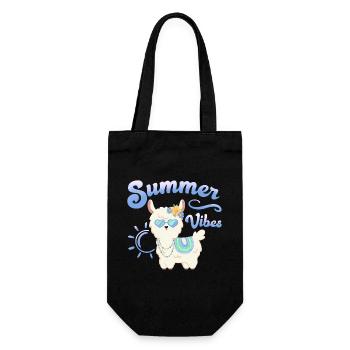 Lama Sommer Alpaka - Summer vibes - Sommerstimmung - Geschenkbeutel für Flaschen - Schwarz - Vorne