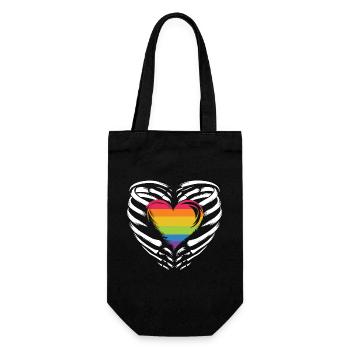 LGBTQ Pride Monat - Regenbogenherz - Geschenkbeutel für Flaschen - Schwarz - Vorne
