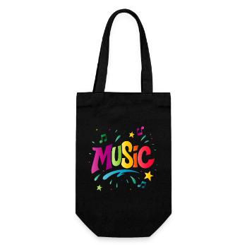 Musique – Typographie colorée avec symbole de note - Sac à bouteille - noir - Devant