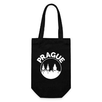 Prager Stadtsilhouette Logo - Tschechien Stadticon - Geschenkbeutel für Flaschen - Schwarz - Vorne
