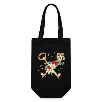 Clés croisées avec des fleurs de style or - Sac à bouteille - noir - Devant