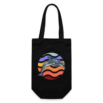 Dolphin in wave pattern - Gift Bag for Bottles - black - Front