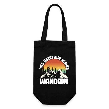 Bergabenteuer Sonnenuntergang Wandern Wanderer  - Geschenkbeutel für Flaschen - Schwarz - Vorne