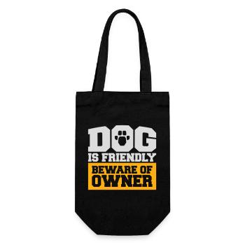 Dog Friendly Beware Owner Warnung Humor Beschützen - Geschenkbeutel für Flaschen - Schwarz - Vorne