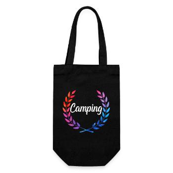 Camping Farblaurel Script - Geschenkbeutel für Flaschen - Schwarz - Vorne