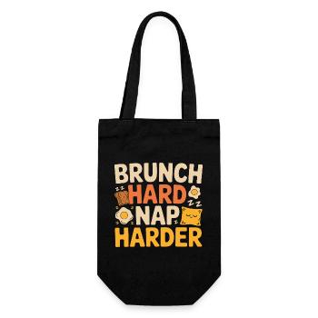 Brunch Hard Nap Harder Funny Breakfast Saying - Gift Bag for Bottles - black - Front
