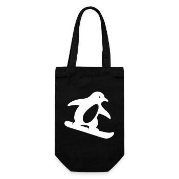 Escapade hivernale minimaliste en snowboard pingouin - Sac à bouteille - noir - Devant
