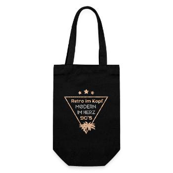 Retro Kopf Modern Herz 90er - Geschenkbeutel für Flaschen - Schwarz - Vorne