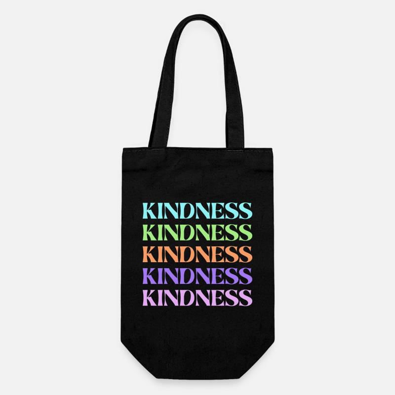 Kindness Rainbow Stacked Text - Gift Bag for Bottles - black