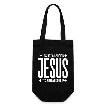 Jesus: Es ist eine Beziehung, keine Religion - Geschenkbeutel für Flaschen - Schwarz - Vorne