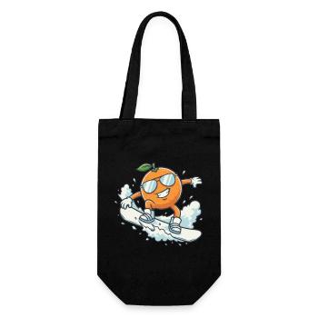 Coole Snowboard Orange mit Sonnenbrille - Geschenkbeutel für Flaschen - Schwarz - Vorne