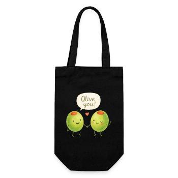 Olive You ! Couple Olive Love Amour de la Saint-Valentin - Sac à bouteille - noir - Devant