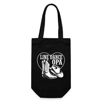 Line Dance Opa Cowboy Herz - Geschenkbeutel für Flaschen - Schwarz - Vorne