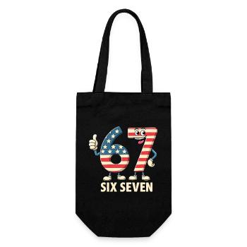 US Flag 67 Memes Six Seven - Geschenkbeutel für Flaschen - Schwarz - Vorne