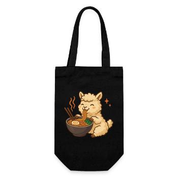 Alpaca with noodles ramen kawaii alpaca - Gift Bag for Bottles - black - Front