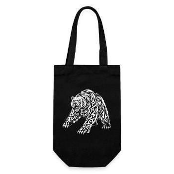 Motif grizzli tribal – Ours sauvage - Sac à bouteille - noir - Devant