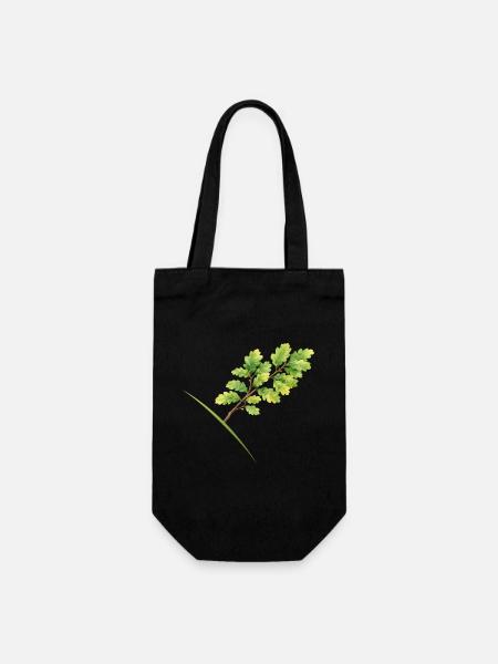 Blätterzweig Eiche - Aquarell - Geschenkbeutel für Flaschen - Schwarz
