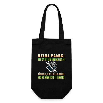 Keine Panik – Der Mechatroniker ist da - Geschenkbeutel für Flaschen - Schwarz - Vorne