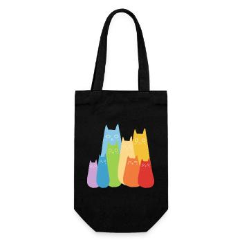 Bunte Katzen Katze Regenbogen - Geschenkbeutel für Flaschen - Schwarz - Vorne